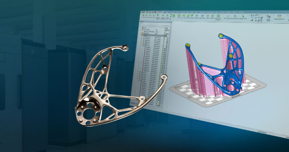 une capture d'écran de logiciel à côté d'une pièce imprimée en 3D