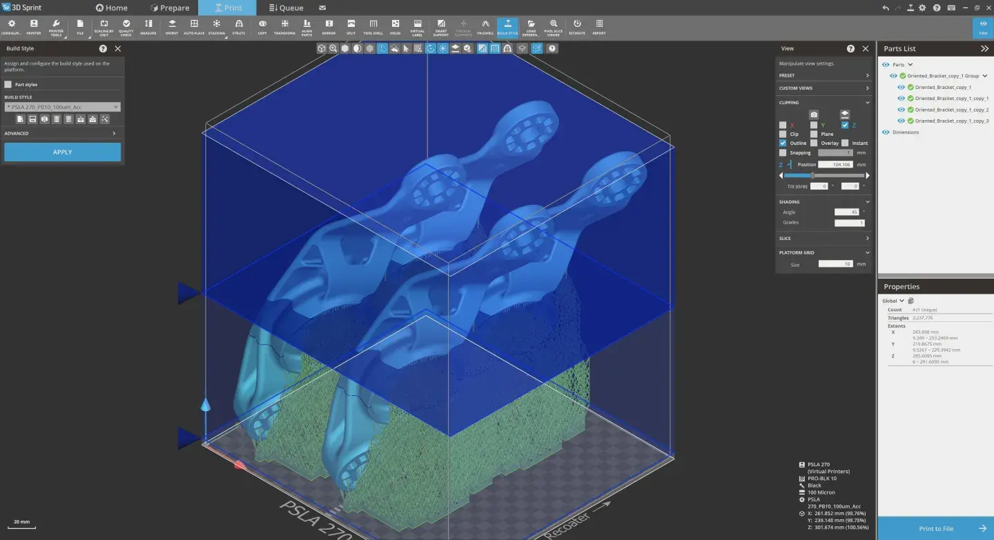 3D Sprint Build Style SLA/PSLA