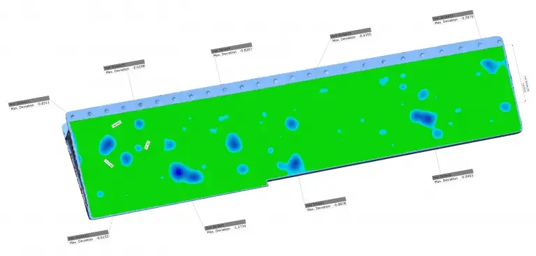 L'inspection de Geomagic Control X montre les emplacements des bosses à easyJet avec rapidité et précision