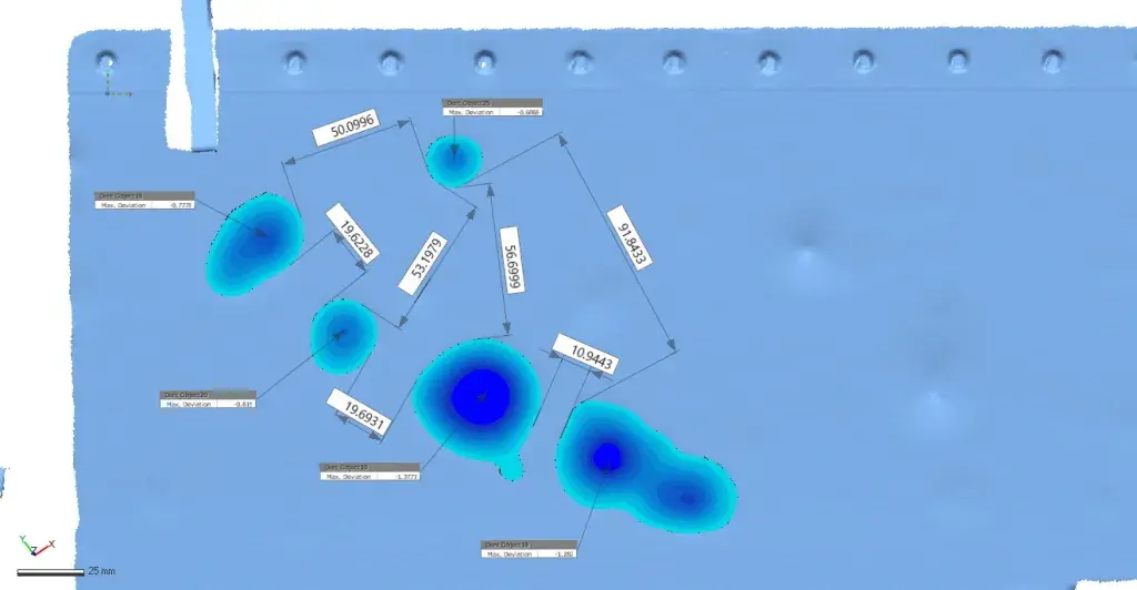 emplacement de l'écart numérisé en 3D avec Geomagic Control X 