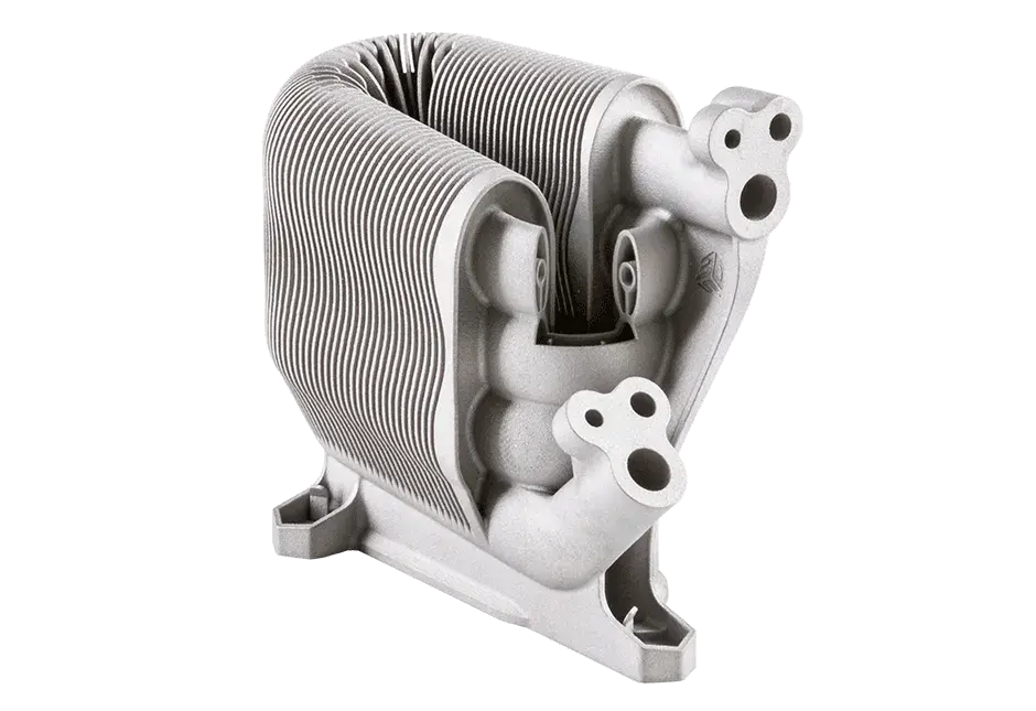 Échangeur de chaleur à lamelles avec canaux internes conformes encapsulés pour un meilleur coefficient de transfert de chaleur.