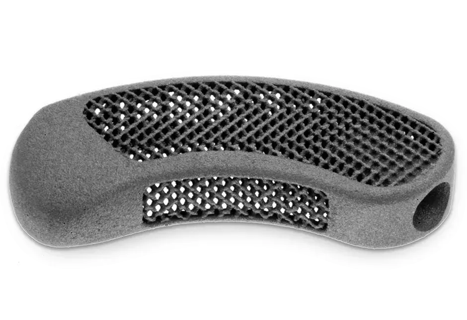Dispositif de fusion intersomatique pour l'amélioration de la croissance osseuse, fabriqué en matériau LaserForm Ti Gr5 (A).