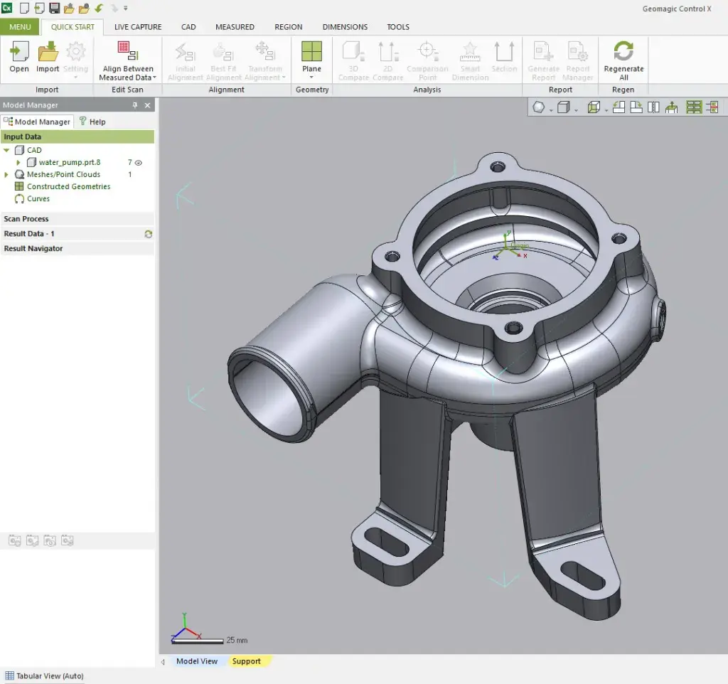 Inspection de la pompe à eau dans Geomagic Control X
