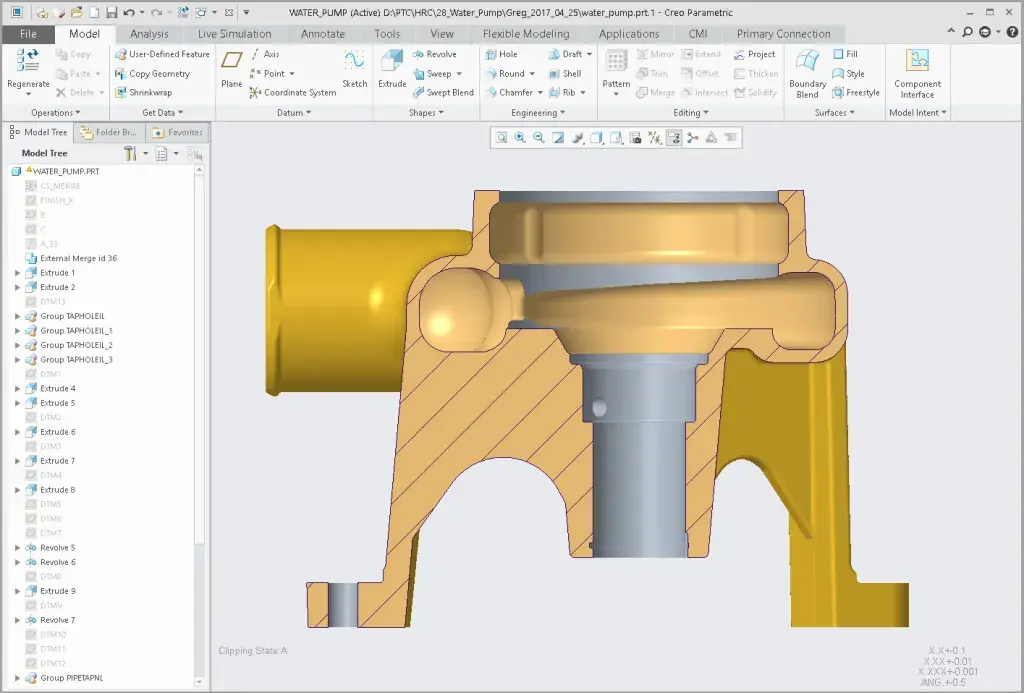 Conception d'une nouvelle pompe à eau dans Creo