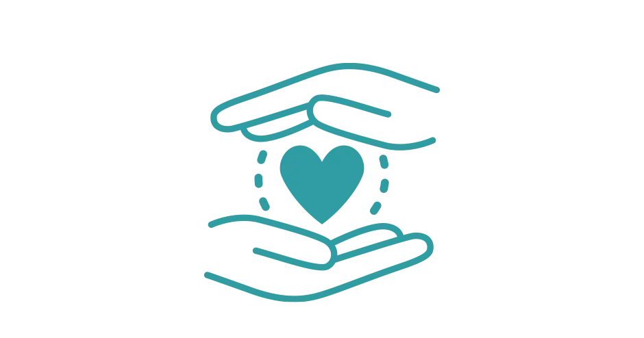 icône montrant 2 mains tenant un cœur