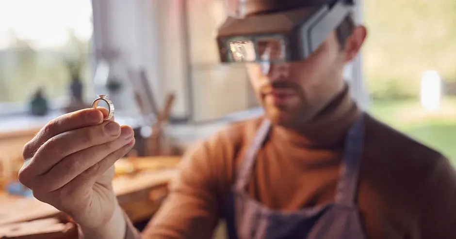 bijoutier tenant une bague