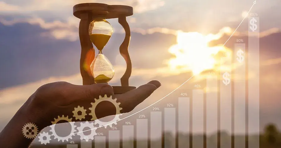 main tenant un sablier 