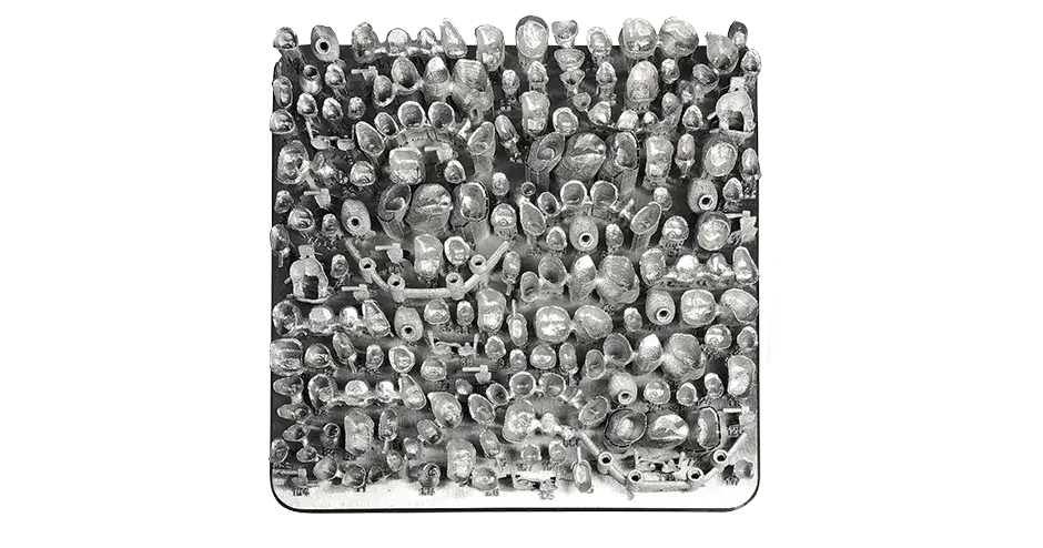 Une plaque de couronnes et de bridges dentaires avec LaserForm CoCr sur une imprimante 3D DMP Flex 200