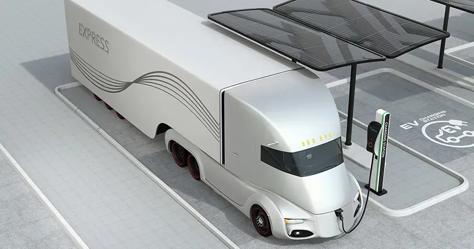 Rendu d'un futur concept de stations de recharge pour les camions et bus électriques