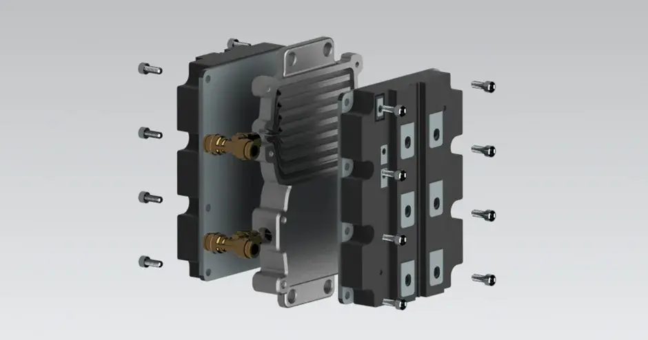 Coupe des galeries de refroidissement conformes dans un dissipateur thermique pour un module électronique imprimé à l'aide de la fabrication additive métallique