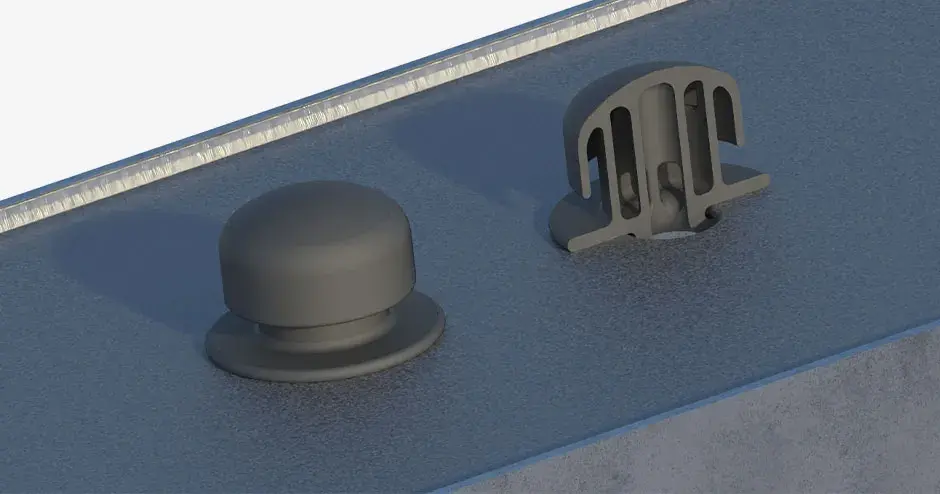 Bouchon de reniflard de boîtier de transmission imprimé en 3D et coupe transversale montrant les passages internes.