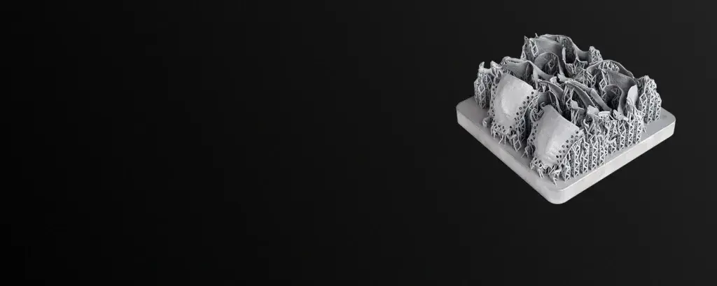 A build tray with dental molds made from the DMP Flex 200 3D Printer