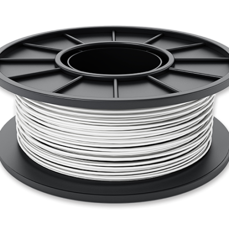 un rouleau de filament gris clair en plastique