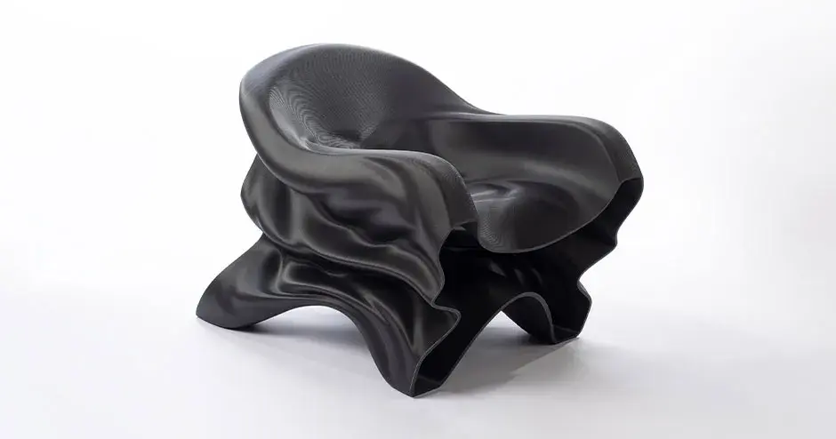 Fauteuil Steam conçu par Slicelab et imprimé avec des granulés PETG sur l'imprimante 3D EXT 1270 Titan Pellet.